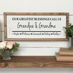 Nuestras mayores bendiciones nos llaman abuelo + abuela, regalos de abuelos, Perasonalized, con nombres de nietos, archivos Svg para Cricut, silueta