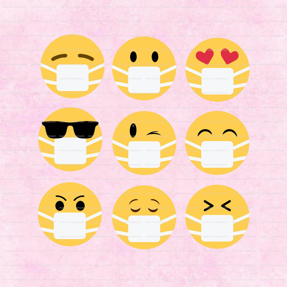 Face Mask Emoji Clipart Face Mask Emoji SVG Smiley Face Mask Etsy Canada