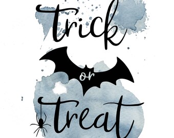 Trick or Treat SVG | Trick or Treat Clipart | Halloween Svg Clip Art | Bat Svg Instant Download Cricut Svg File Silhouette Cutting File Dxf
