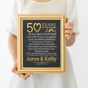 50th Anniversary Gift, Golden Anniversary Gift for Parents, 50 Years Wedding Anniversary, Gold Anniversary, Grandparents, Mom and Dad