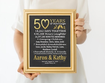 50th Anniversary Gift, Golden Anniversary Gift for Parents, 50 Years Wedding Anniversary, Gold Anniversary, Grandparents, Mom and Dad