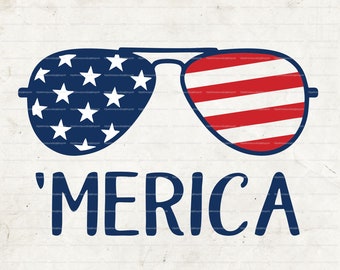 Merica sunglasses SVG, Fourth of July SVG, 4th of July sunglasses Svg, Patriotic SVG, America Svg, Cricut, Silhouette Cut File, svg dxf eps