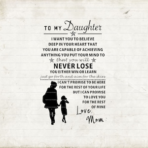 To My Daughter, Love from Mom, Canvas Wall Art Decor Gift for Daughter, SVG, Instant Download