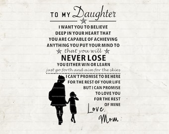 To My Daughter, Love from Mom, Canvas Wall Art Decor Gift for Daughter, SVG, Instant Download