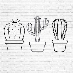 Cactus Bundle SVG, Succulent SVG, Cactus cut file, PNG, Cactuses vector clip art, Digital file , Printable illustration set Cactus pots