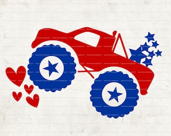 4th of July Truck Svg, Stars Svg, 4th Of July Svg, USA svg, 4th of July Shirt Svg, Kids Shirt Svg File, Cricut & Silhouette Cut File