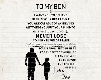 To My Son  from Dad,  Gift Ideas from Dad, Canvas Wall Art Gift, SVG, Instant Download