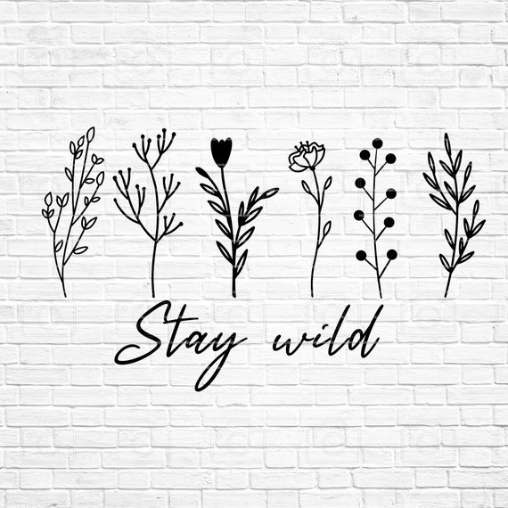 Wildflowers Svg Floral Svg Wild Flower Svg Flower Sketch Svg Cricut Silhouette Instand Download