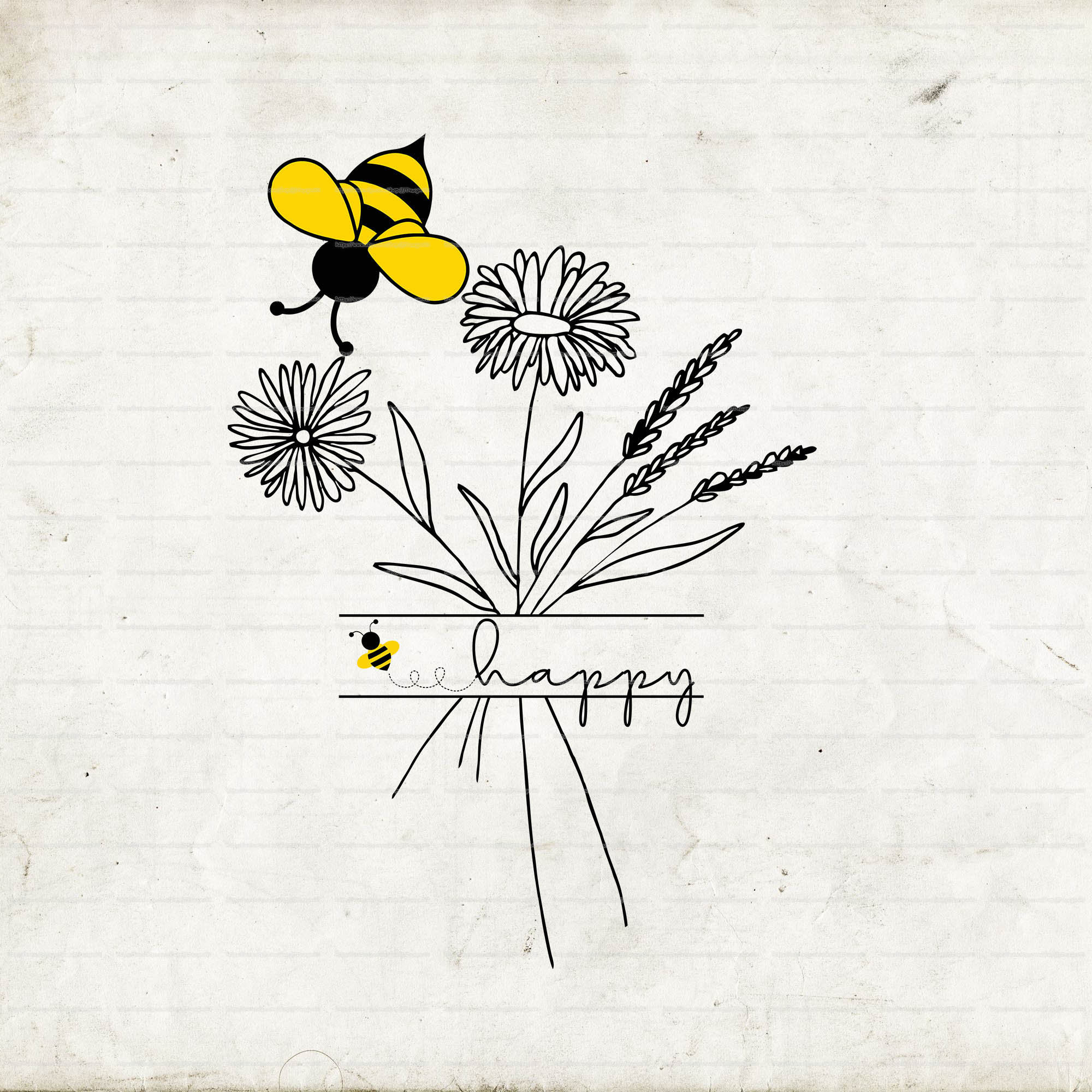 Download Bee Happy Svg Flower Doodle Svg Split Svg Be Happy Bumble Etsy