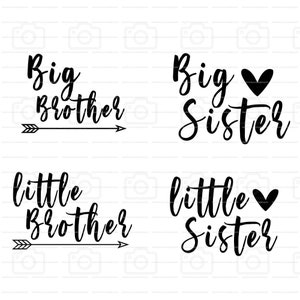 Big Sister Brother Little Sister SVG Arquivo de corte Arquivo digital SVG para Silhouette Cricut Vinil de transferência de calor Recém-nascido Little Big Brother Sister