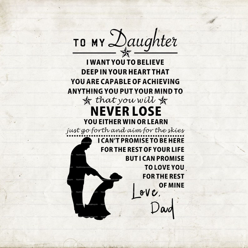 To My Daughter Love From Dad Canvas Wall Art Decor Gift for Etsy