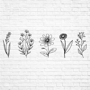 Wildflowers svg, Floral svg, Flower svg, Shirt, Line drawing svg, flower sketch, Blooms svg, SVG,PNG, EPS, Dxf, Instant Download, Cricut