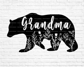 Grandma Bear Svg, Floral Grandma Bear Svg, Wildflower Svg, Grandma Shirt Svg, Commercial Use