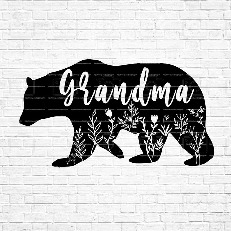 Download Grandma Bear Svg Floral Grandma Bear Svg Wildflower Svg | Etsy