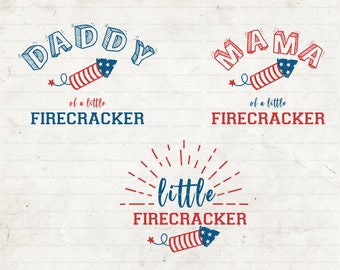 KLEINE FIRECRACKER Svg, Mama van een beetje Vuurwerk Svg, Papa van een beetje Rotjes Svg, 4 juli T-shirt Svg, Independence Day