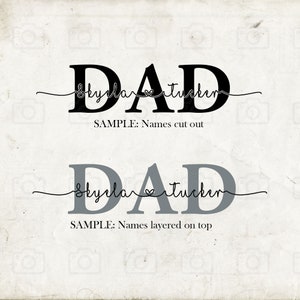 Personalizzato papà nonno papà papà tutti i nomi - nomi per bambini - PNG DXF SVG - File di taglio digitale file T-shirt Art Cricut Silhouette Scarica File di taglio