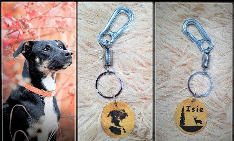 Porte-Clés Médaille en Bois Personnalisée de Votre Animal
