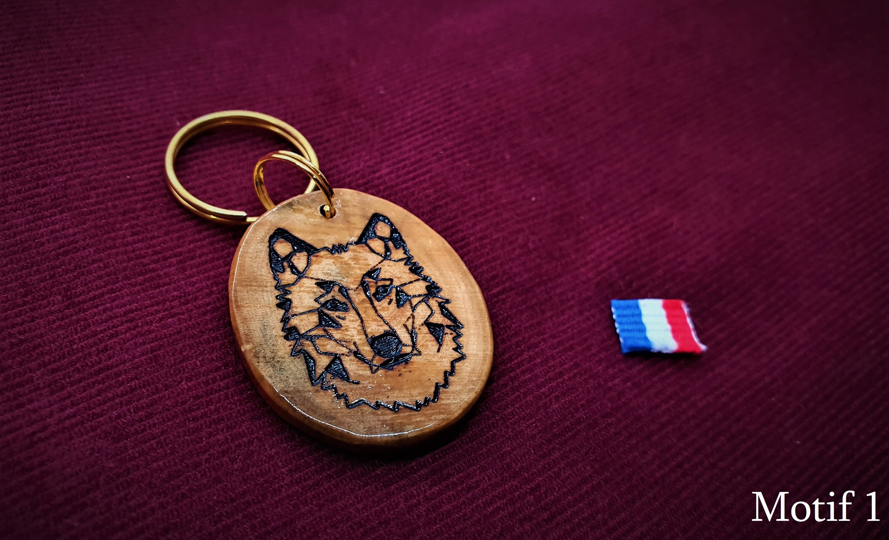 Médailles d'identification en Bois - Gravure Photo/Motif Pour Chiens Collection Buis