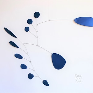 Mobile kinetic sculpture to hang. Model (Water). Blue. For interior. modern mobile