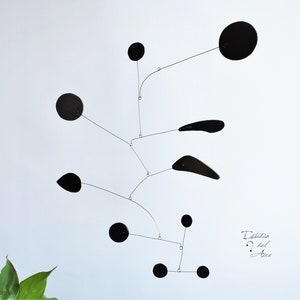 Mobile kinetic sculpture to hang. Model; (Resilience), black, various colors available. modern mobile