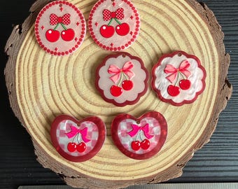 double sided cherry charms or cabochons for beading