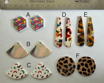 Acrylic Cabochons for Beading: pairs of unique cabs