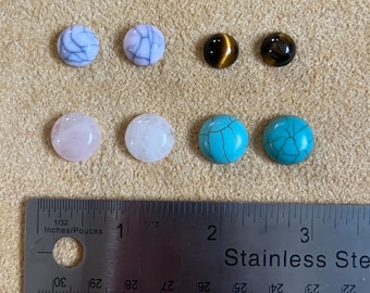 Pair of stone cabochons flatback