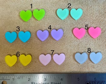 PAIR of matte heart cabochons