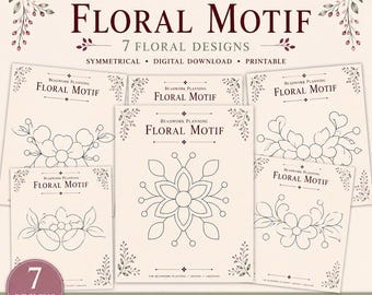 Beaded Gauntlet/Regalia/Purse Beadwork Pattern Designs- Downloadable PDF Symmetrical Florals