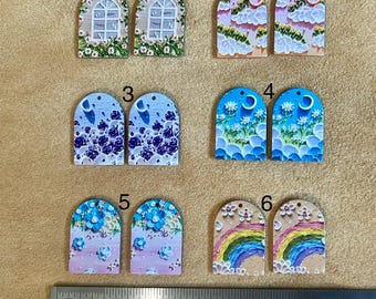 PAIR of painting style acrylic cabochons