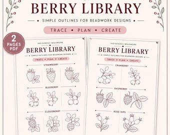 Indigenous Berry Beadwork and Embroidery Templates, Simple Outline Designs (Printable PDF)