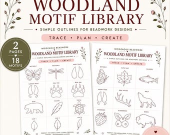 Woodland Motif Library | 18 Indigenous Beadwork & Embroidery Motifs | Woodland Floral Pattern Collection | Digital Download