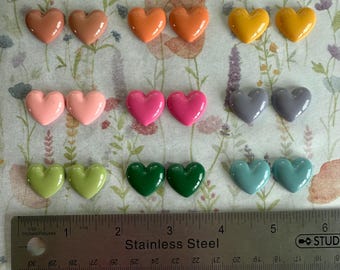 medium acrylic heart cabs 1 pair (2pcs) cabochons shiny