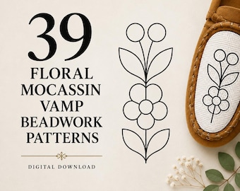 Moccasin Vamp Indigenous Floral Beadwork Patterns- 39 Original Designs-Printable PDF Download