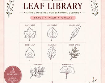 Indigenous Beadwork Leaf Library | 8 Leaf Motifs for Beading, Embroidery & Appliqué | Woodland Floral Pattern Collection