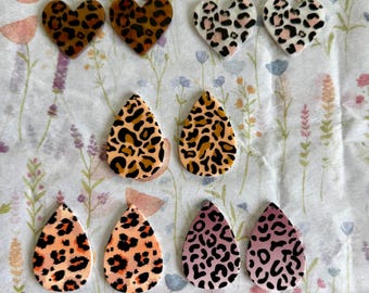 XL cheetah/leopard print cabs for beadwork, big auntie earrings