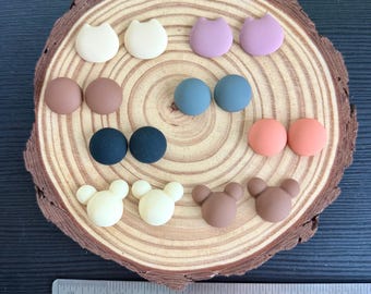 Matte Kitty & Mickey Dome Cabochons, Beading Supplies