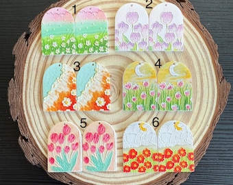 pair of painting style cabs for beadwork