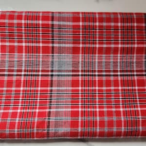 Traditional Bandana Fabric (100% Cotton) | FREE SHIPPING | Made In Jamaica | Red Bandana Cloth Red Plaid Fabric