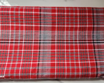Traditional Bandana Fabric (100% Cotton) | FREE SHIPPING | Made In Jamaica | Red Bandana Cloth Red Plaid Fabric