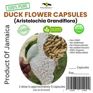 Capsules - DUCK FLOWER (Aristolochia grandiflora) | 600mg | 100% Wildcrafted Jamaican Herb | Vegan | Free Shipping