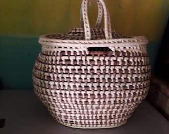 HAND-WOVEN Baskets - FREE Shipping | Traditional 100% Made In Jamaica | Honey Comb | Straw Baskets