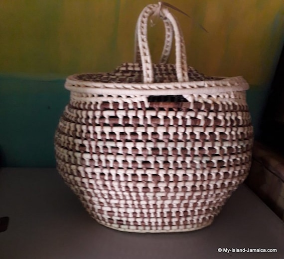 HAND-WOVEN Baskets - FREE Shipping | Traditional 100% Made In Jamaica | Honey Comb | Straw Baskets