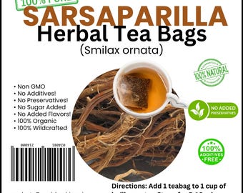 Sarsaparilla TEA BAGS (Smilax ornata) | 100% Wildcrafted Jamaican Herb | Hand-Picked & Sun-Dried | Free Shipping