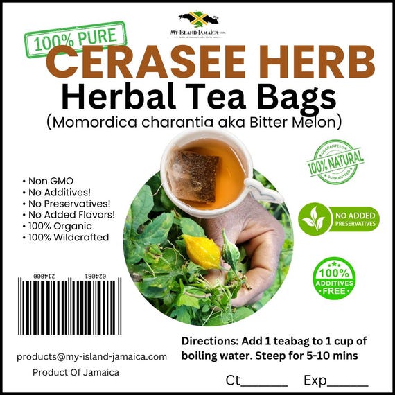 Cerasee Herbal Tea Bags (Momordica charantia aka Bitter Melon) | 100% ORGANIC & WildCrafted | Free Shipping |