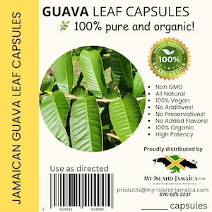 Organic GUAVA Leaf 600mg Vegan Capsules | High Potency | 100% Jamaican Wildcrafted | Free Shipping | Made Fresh