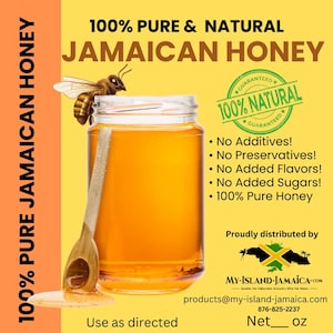 Jamaican Honey 100% Organic - Pure Wildcrafted Honey - From Jamaica - FREE SHIPPING
