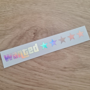 WANTED Sticker, Carsticker Tuning Sticker Decal for windshield/rear window, Vinyl Sticker, white/black/holo/glitter