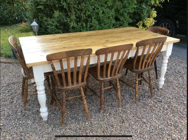 Custom Farmhouse Dining Table Chairs & Bench Set Handmade to Etsy UK