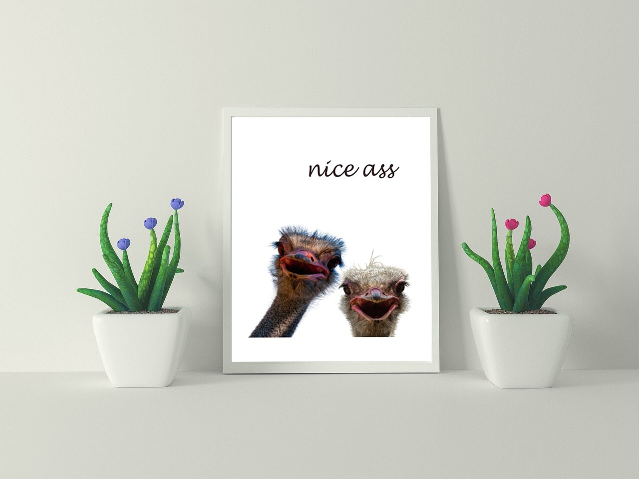 Nice Ass Funny Ostrich Wall Art, Bathroom Wall Art, Ostrich Wall Art